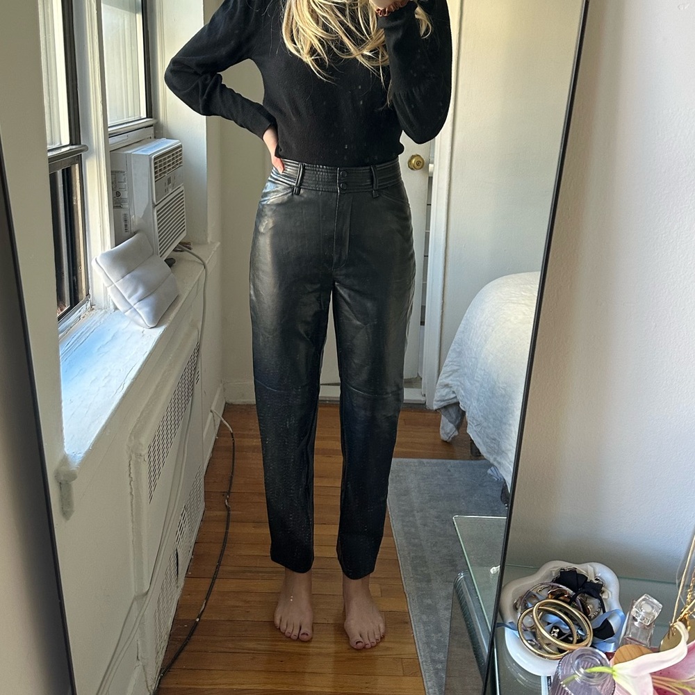 Leather pants straight leg black